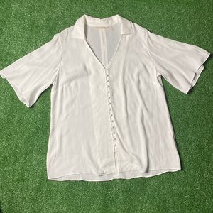 Soft Surroundings White Collared Button Down Shirt M